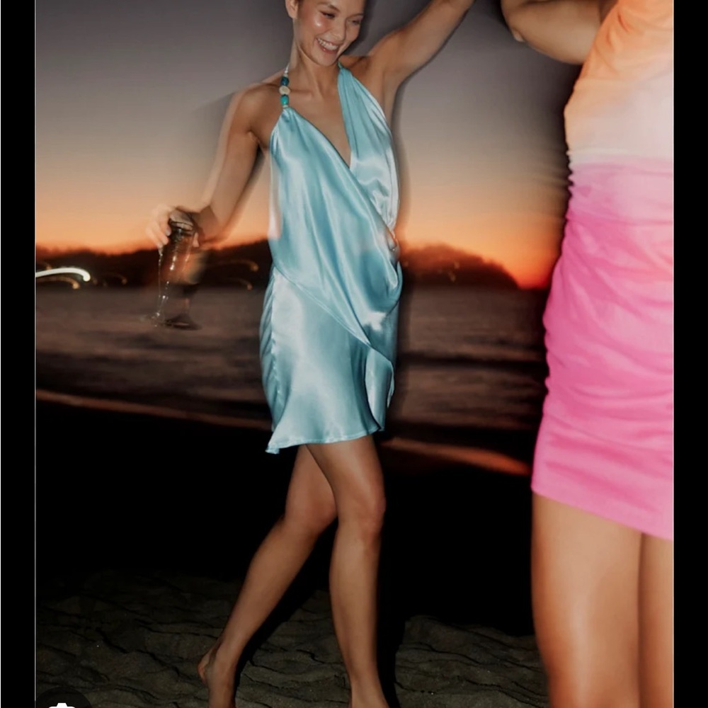SNDYS Rosita Revolve Light Blue Halter Dress